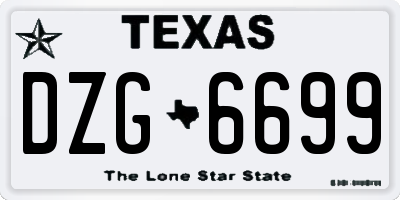 TX license plate DZG6699