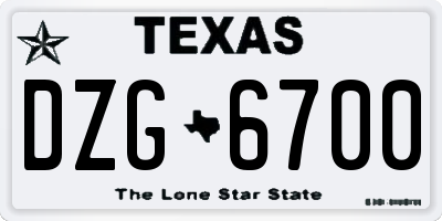TX license plate DZG6700
