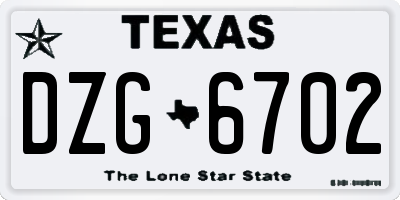 TX license plate DZG6702