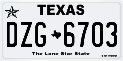 TX license plate DZG6703