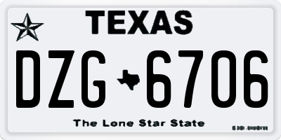 TX license plate DZG6706