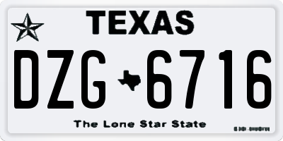TX license plate DZG6716