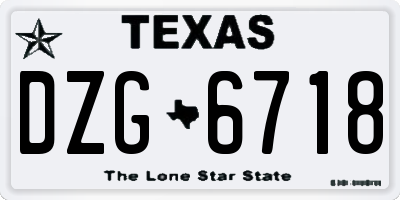 TX license plate DZG6718