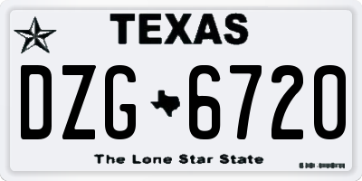 TX license plate DZG6720