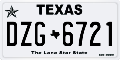 TX license plate DZG6721
