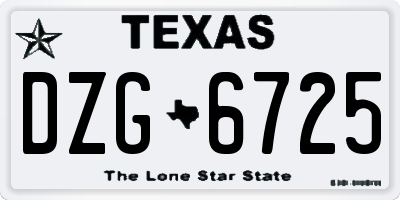 TX license plate DZG6725
