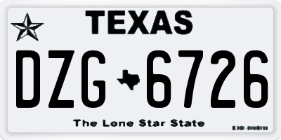TX license plate DZG6726