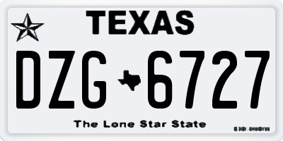 TX license plate DZG6727