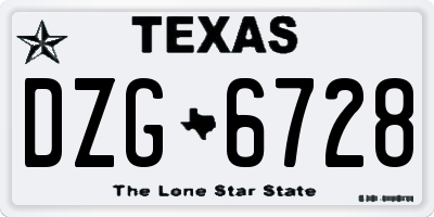 TX license plate DZG6728