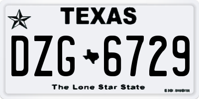 TX license plate DZG6729