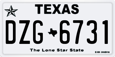 TX license plate DZG6731