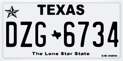 TX license plate DZG6734