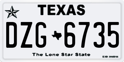 TX license plate DZG6735