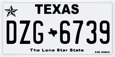 TX license plate DZG6739