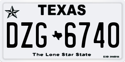 TX license plate DZG6740