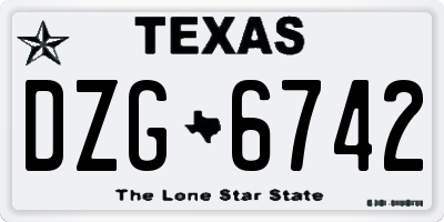 TX license plate DZG6742