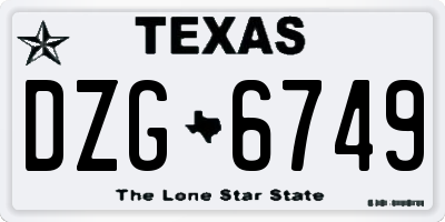 TX license plate DZG6749