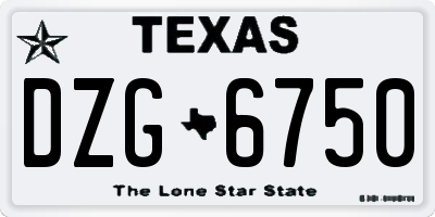 TX license plate DZG6750