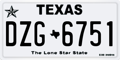 TX license plate DZG6751