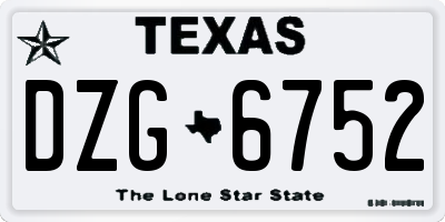 TX license plate DZG6752