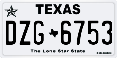 TX license plate DZG6753