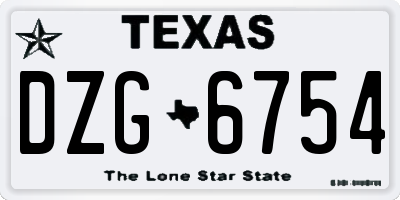 TX license plate DZG6754