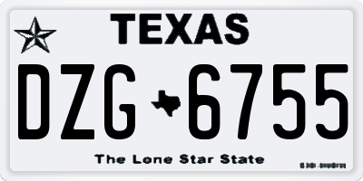 TX license plate DZG6755