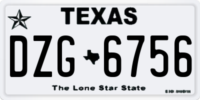 TX license plate DZG6756