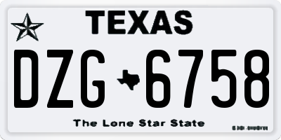 TX license plate DZG6758