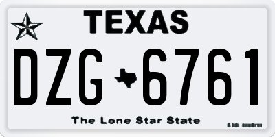 TX license plate DZG6761