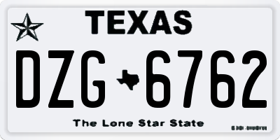 TX license plate DZG6762