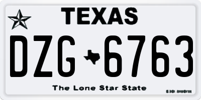 TX license plate DZG6763