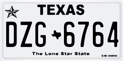 TX license plate DZG6764