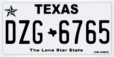TX license plate DZG6765