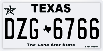 TX license plate DZG6766