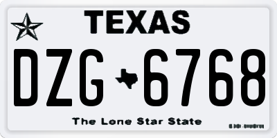 TX license plate DZG6768