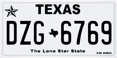 TX license plate DZG6769