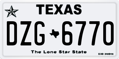 TX license plate DZG6770