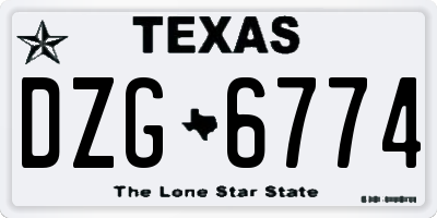 TX license plate DZG6774