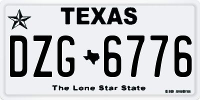 TX license plate DZG6776