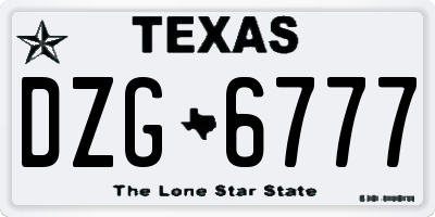 TX license plate DZG6777