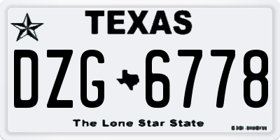 TX license plate DZG6778