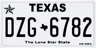 TX license plate DZG6782