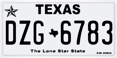 TX license plate DZG6783