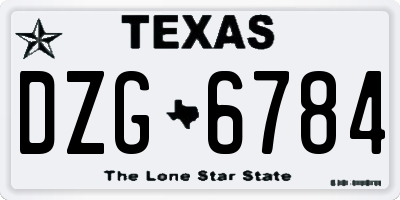 TX license plate DZG6784