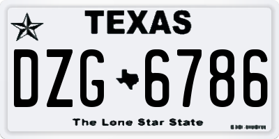 TX license plate DZG6786