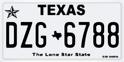 TX license plate DZG6788
