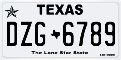 TX license plate DZG6789