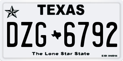 TX license plate DZG6792