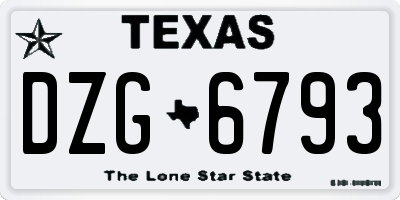 TX license plate DZG6793